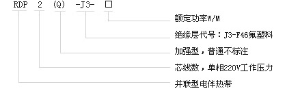 RDP2-J3型恒功率電伴熱帶型號M稱